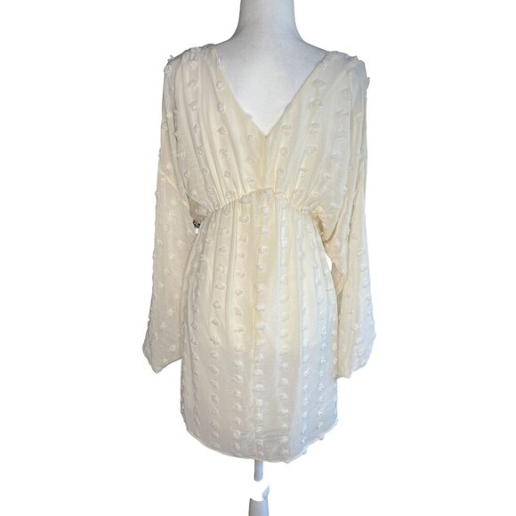Peach Love California Women's Ivory Textured V-Neck Dress Size M - Picture 2 of 7
